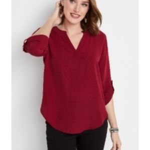 Maurices Atwood 3/4 Sleeve Popover Blouse- Medium